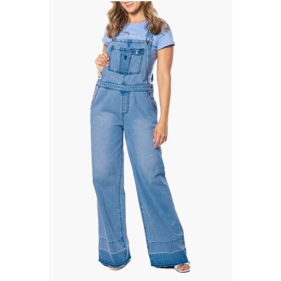Juicy Couture Pants - Juicy Couture Wide Leg Denim Stretch Casual Cotton Raw Hem Overalls XXL